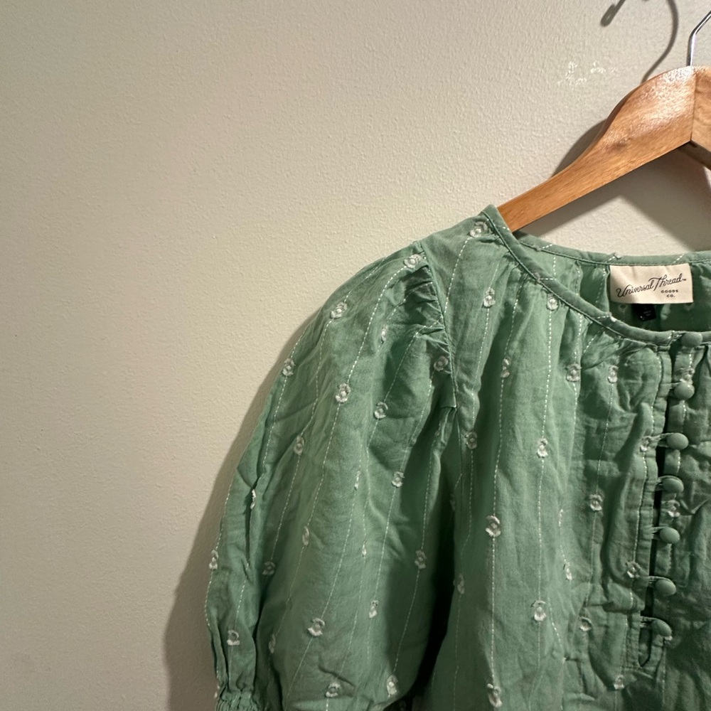Green Embroidered Blouse